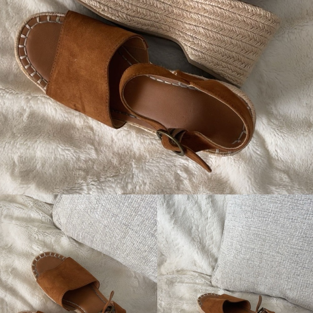 Brown Suede Women's Platform Sandals